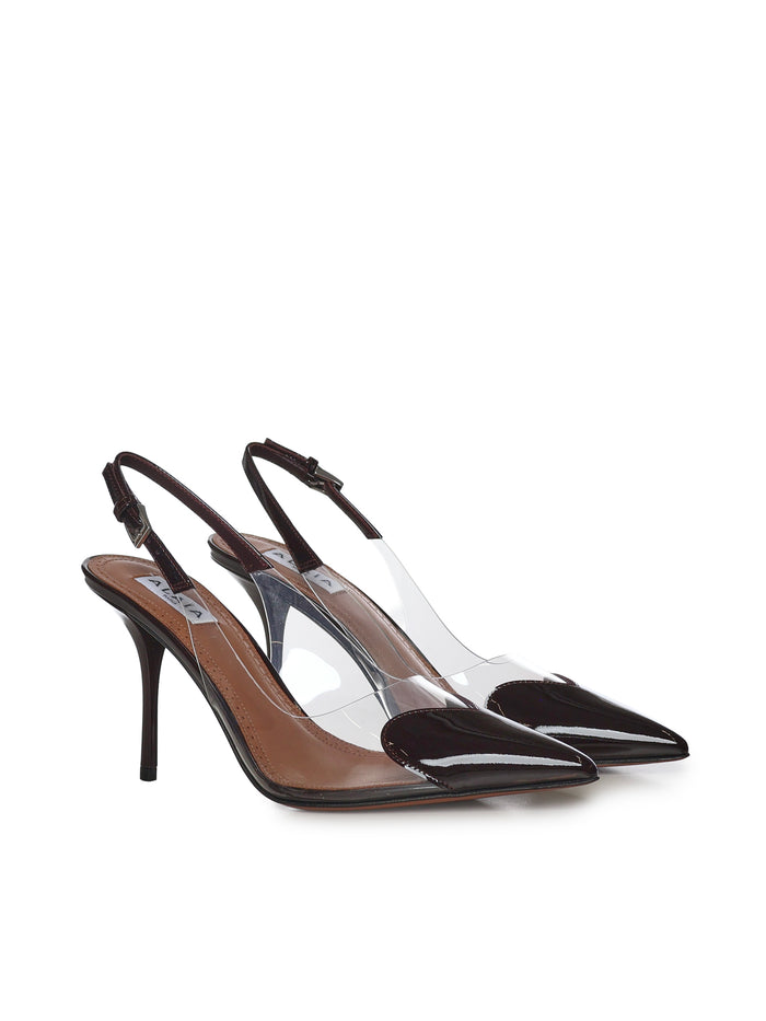 Alaia With Heel Aubergine Lambskin