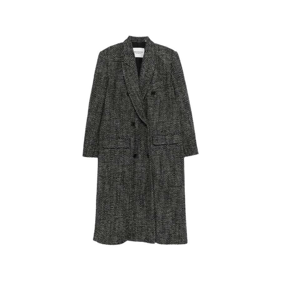 Coat Bouclé Grey-Black Grey/black Outer: Wool