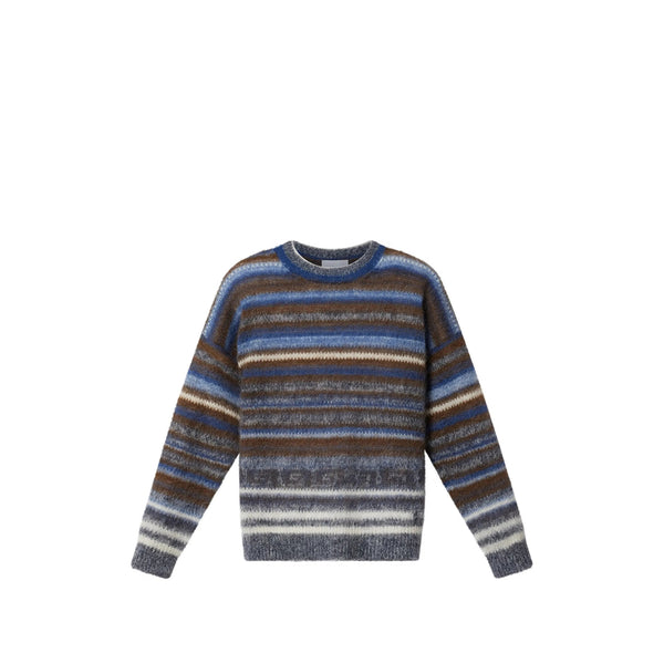 Crewneck Sweater Blue-Brown Blue/brown Virgin Wool Jumpers
