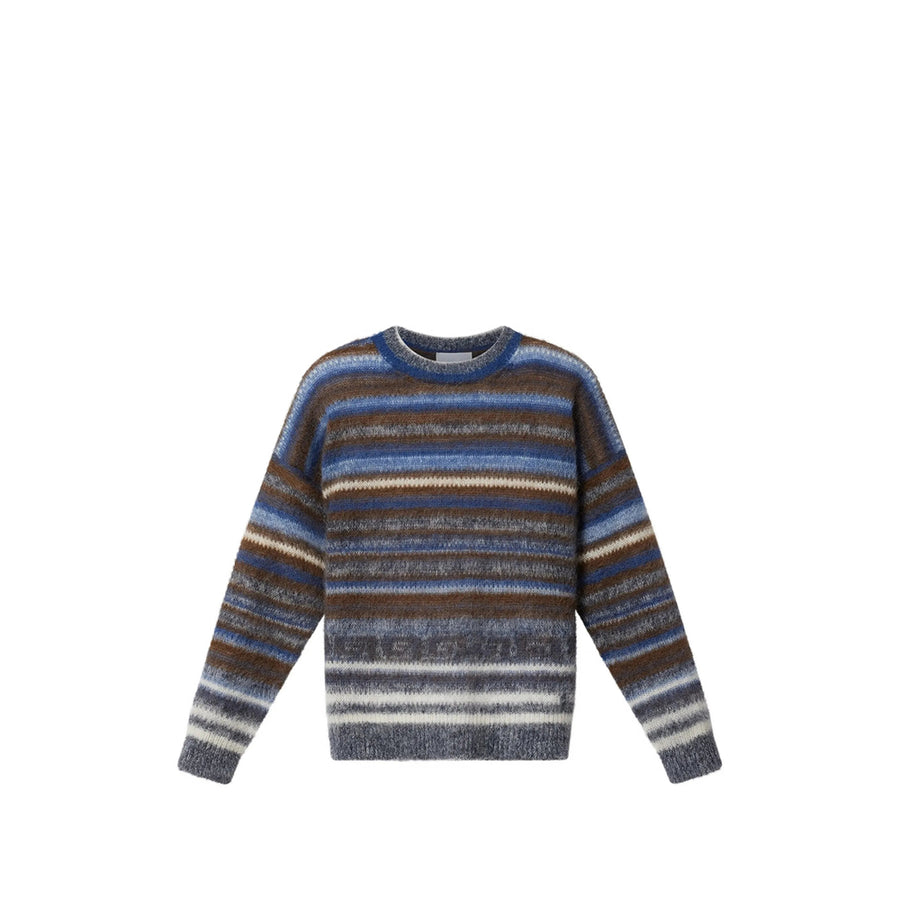 Crewneck Sweater Blue-Brown Blue/brown Virgin Wool Jumpers
