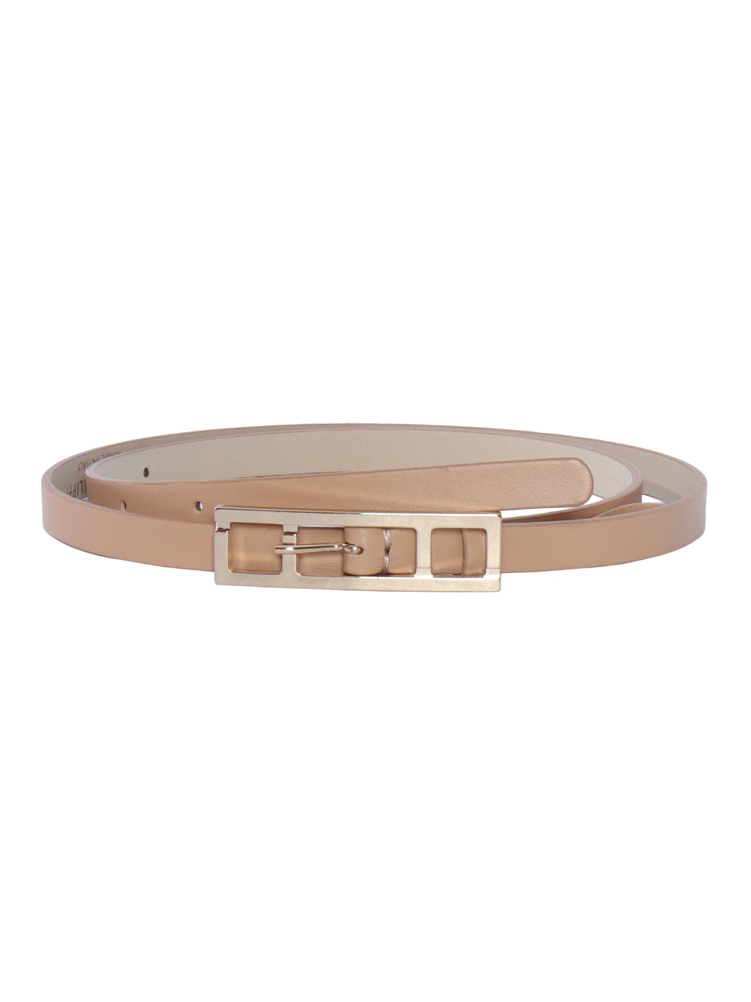 LEATHER BELT WITH LOGO BUCKLE Beige Real