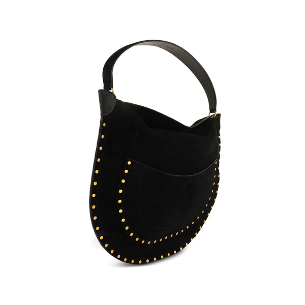 Studded Suede Shoulder Bag Black Calf