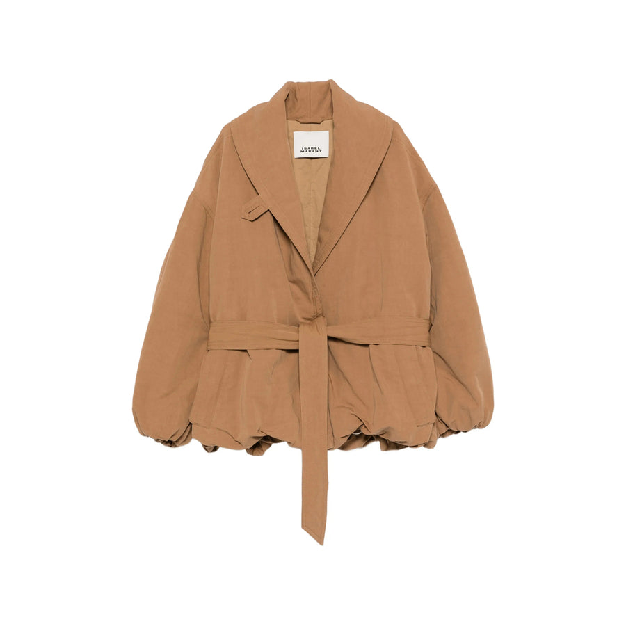 Cotton-Linen Coat Brown Outer: Cotton Oversized Jackets
