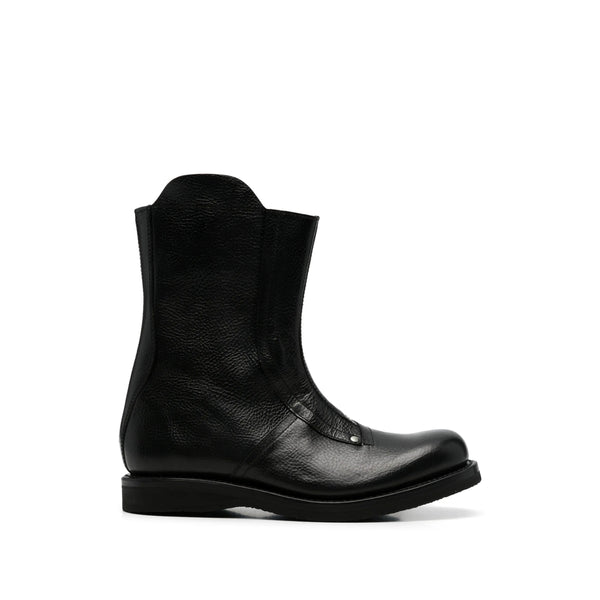 Grained Leather Side-Zip Shoes Black Calf Sneaker