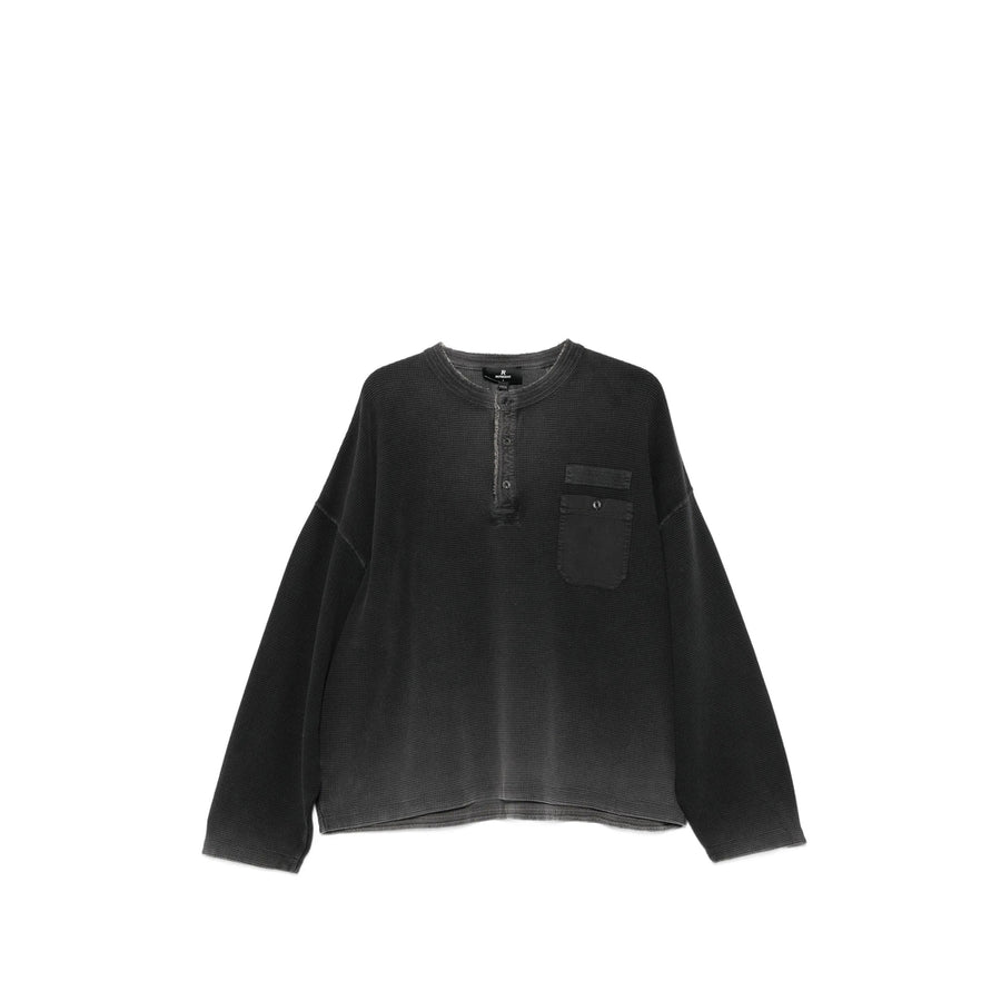 Waffle-Knit Cotton Sweater Black