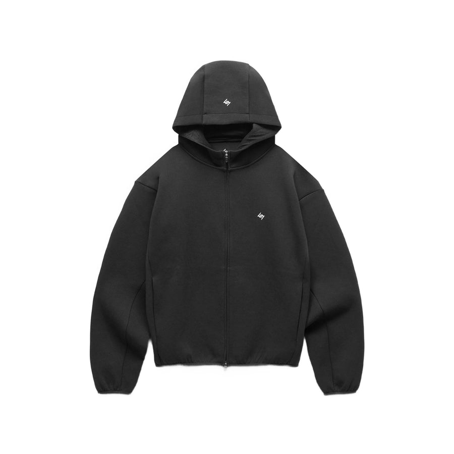 Zip-Up Sweatshirt Black Fabric Sweater