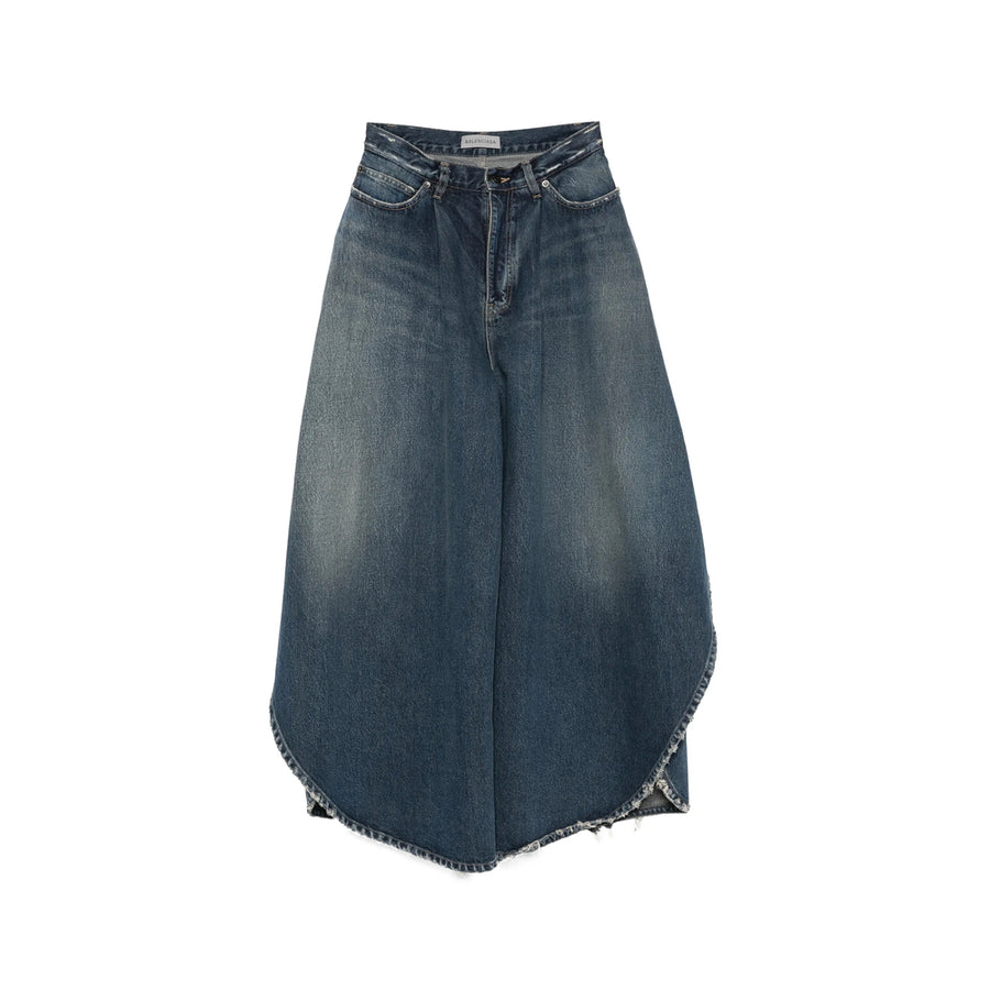 Wide-Leg Jeans Blue Cotton
