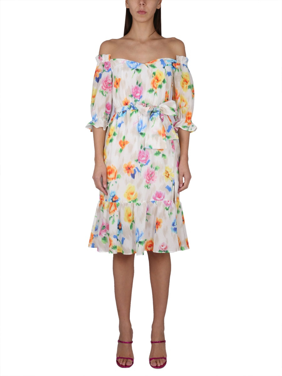 Dress With Floral Pattern Multicolour Cotton