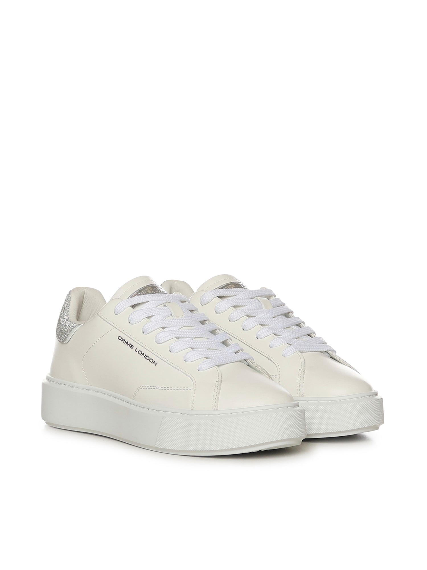 Crime London Sneakers White Leather Fabric