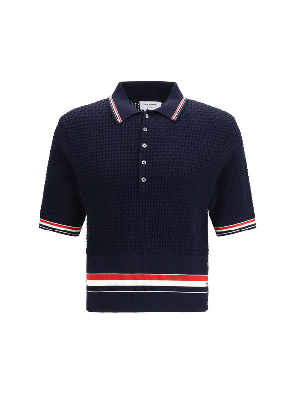 Thom Browne 100% cotton polo in navy