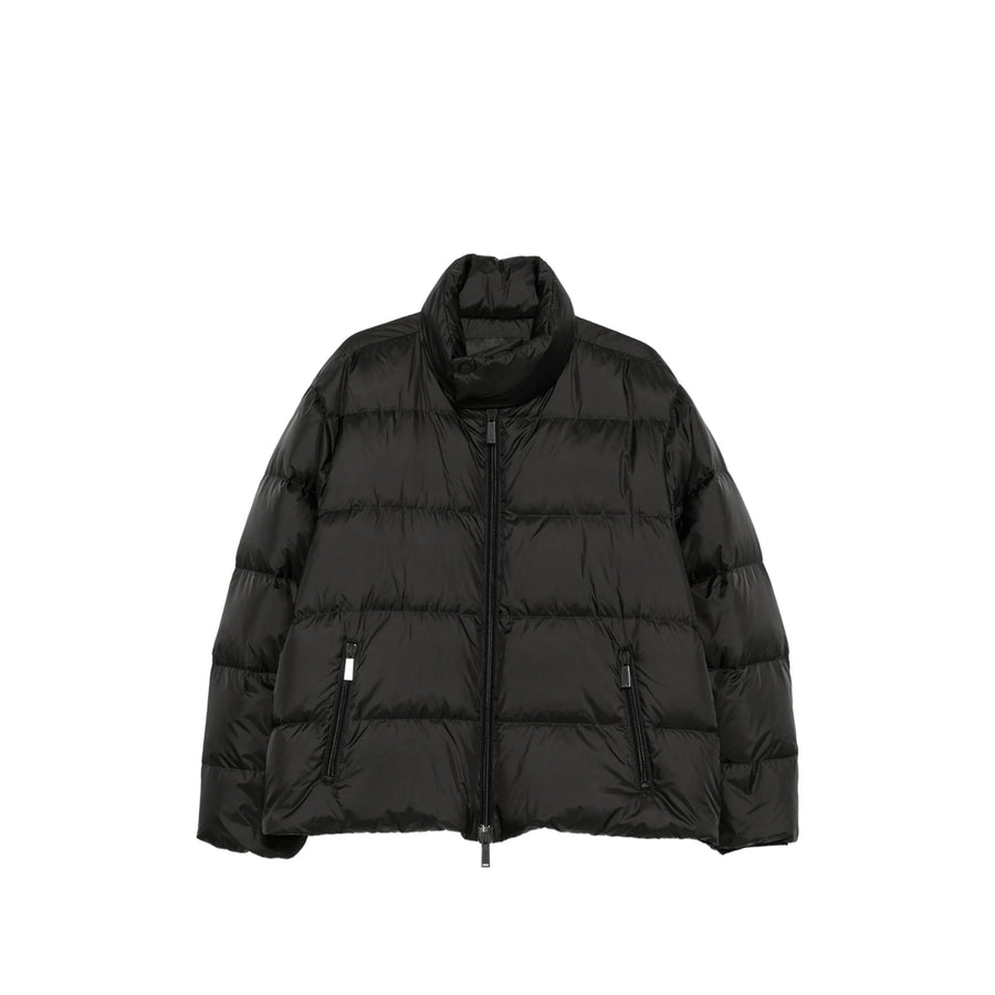 Quilted Down Jacket Black Polyester Padded &