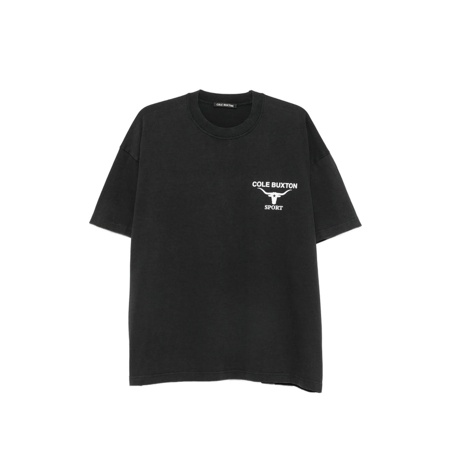 T-Shirt With Logo Print Black Cotton T-shirts And Polos