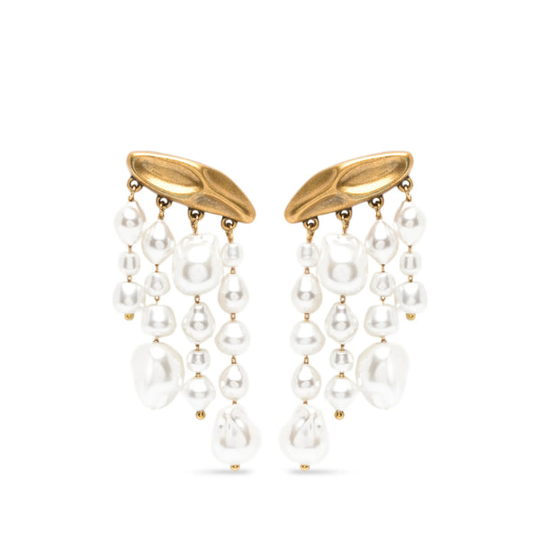 Drop Earrings Faux Pearl Gold-White Gold/white