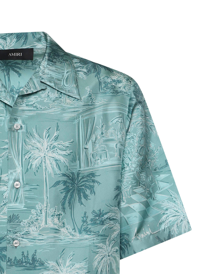 Amiri Shirts Turquoise Silk