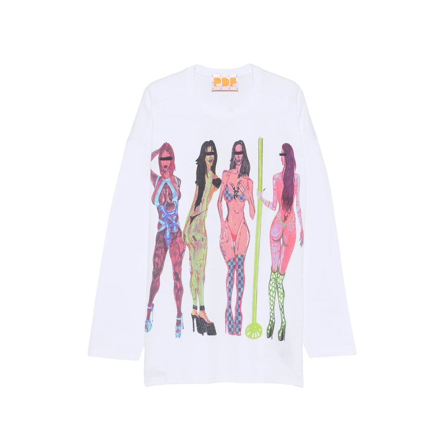 Long-Sleeved Graphic T-Shirt White Cotton T-shirts