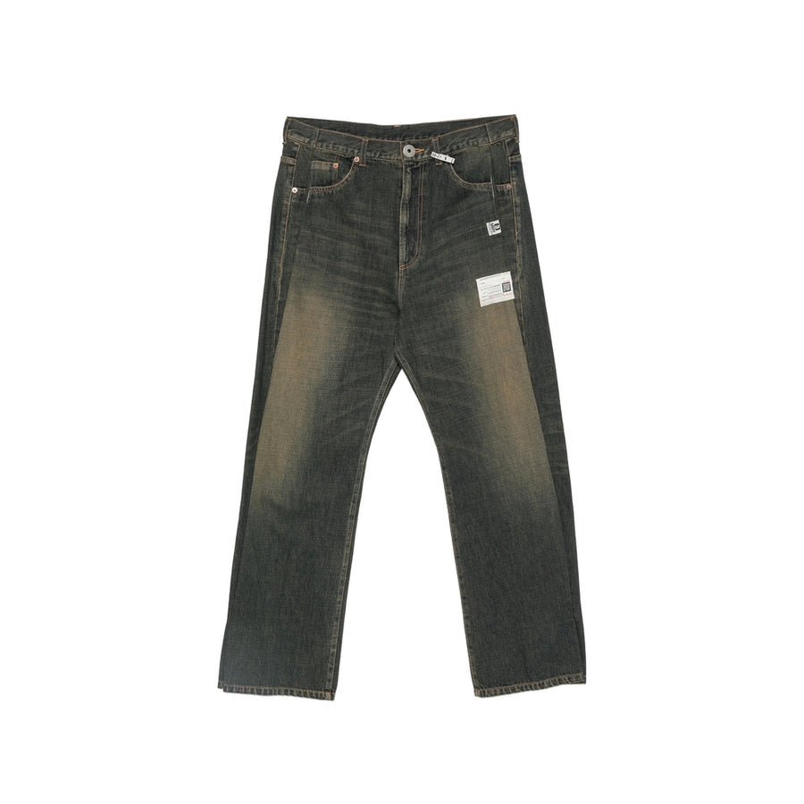 Straight-Leg Faded Blue Jeans Cotton Regular &