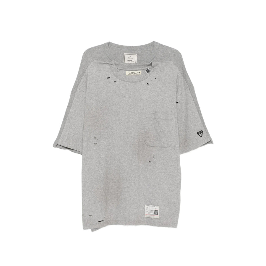 Cotton T-Shirt With Layered Detail Grey T-shirts And Polos