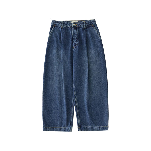 Jeans Wide-Leg Blue Cuffed Cotton