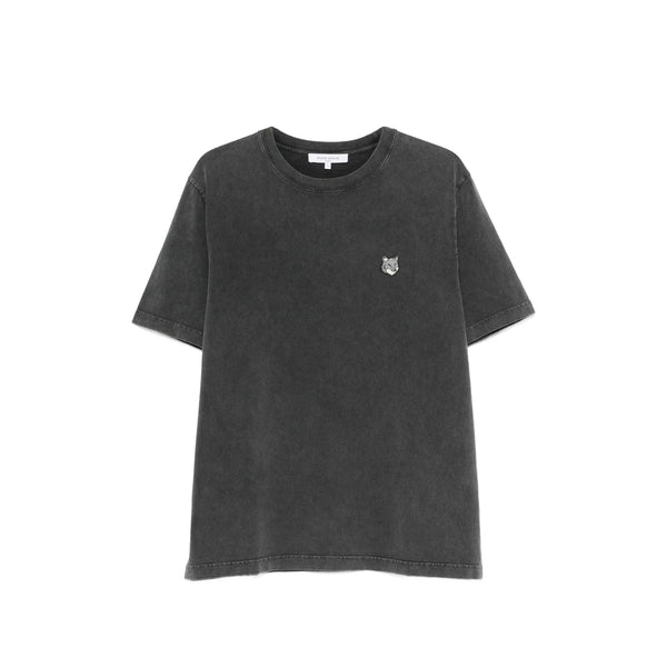 T-Shirt With Fox Head Patch Grey Organic Cotton T-shirts