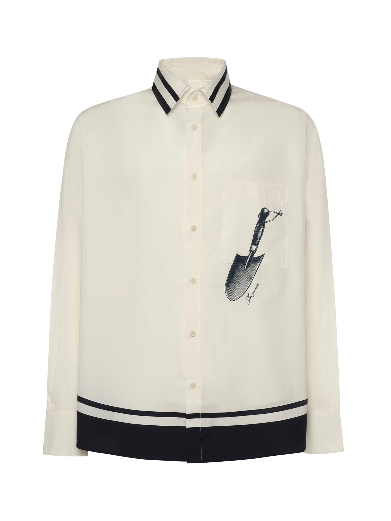 JACQUEMUS Shirts Blue Shovel Placement Cotton
