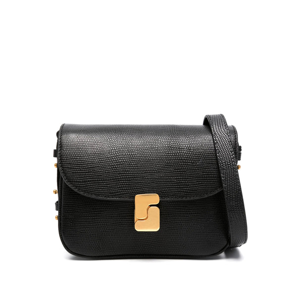 Shoulder Bag Bellimin Lizard-Effect Leather Black Calf Satchels & Cross Body