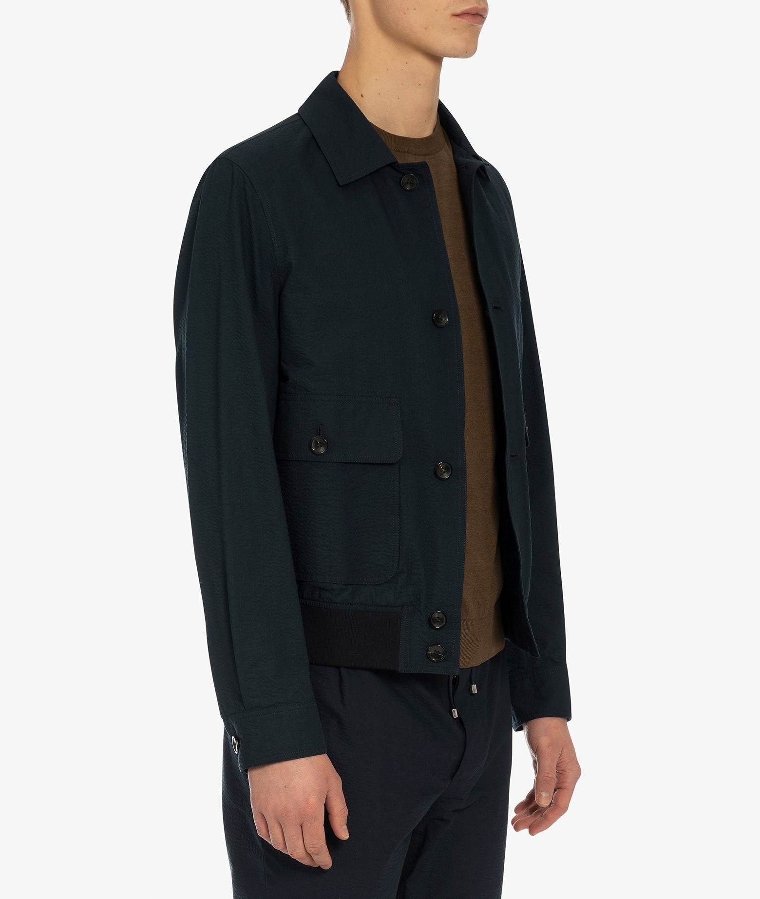 Sempione Seersucker Jacket Blue Sportwear Blouson