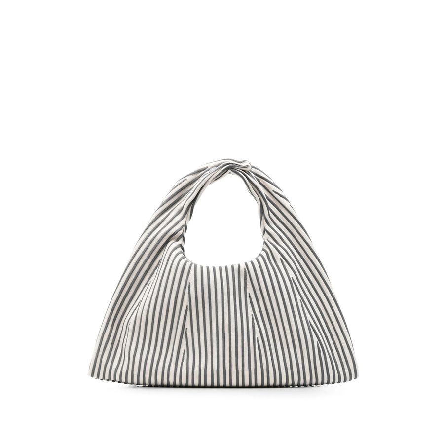 Tote Bag Pleated Knitted Design Neutrals/grey Recycled Polyester