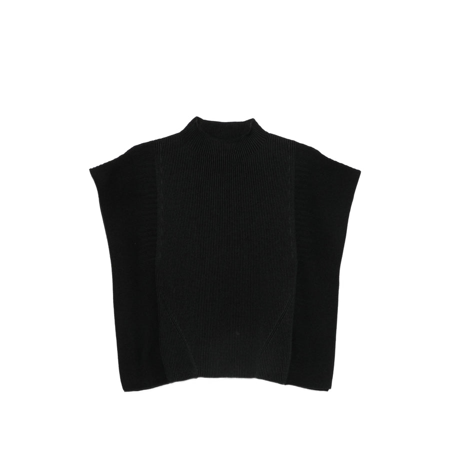 Sweater Ribbed Mock Neck Black Polyester T-shirts & Jerseys