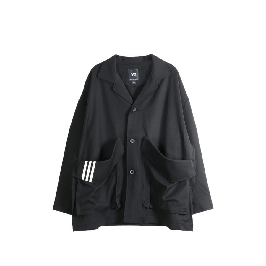 Oversized Coat With 3-Stripe Detail Black Wool