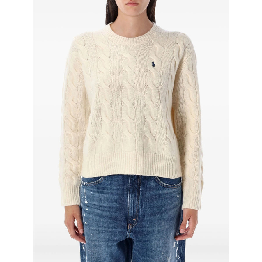 Cable Knit Cashmere-Wool Sweater White Jumpers