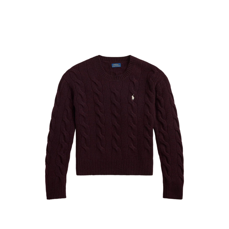 Cable-Knit Cashmere-Wool Sweater Purple Jumpers
