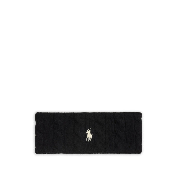 Beanie Black Cable Knit Wool & Cashmere Hair Accessories