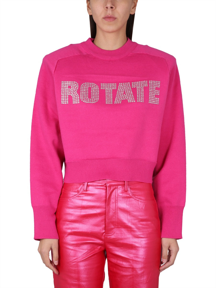 Fuchsia Sweatshirt With Logo Cotton Jumpers