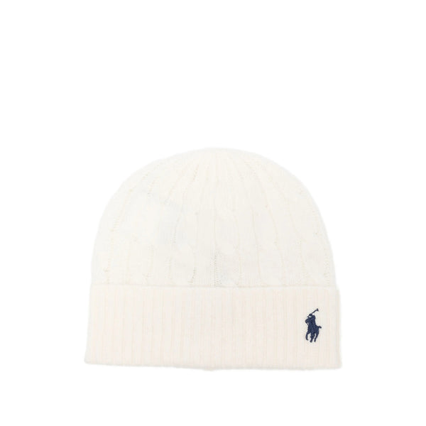 Cable Knit Wool-Cashmere Beanie Neutrals Hat
