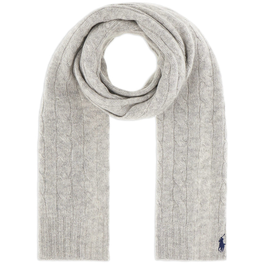 Scarf Grey Cable Knit Wool-Cashmere
