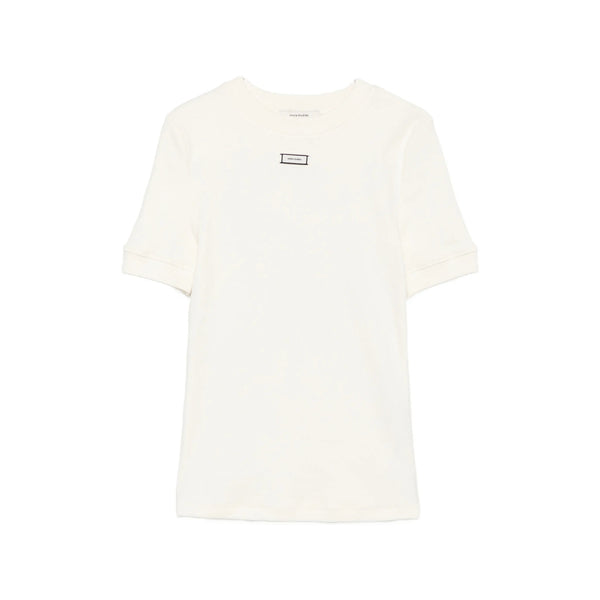 Short Ribbed Cotton T-Shirt Neutrals T-shirts & Jerseys