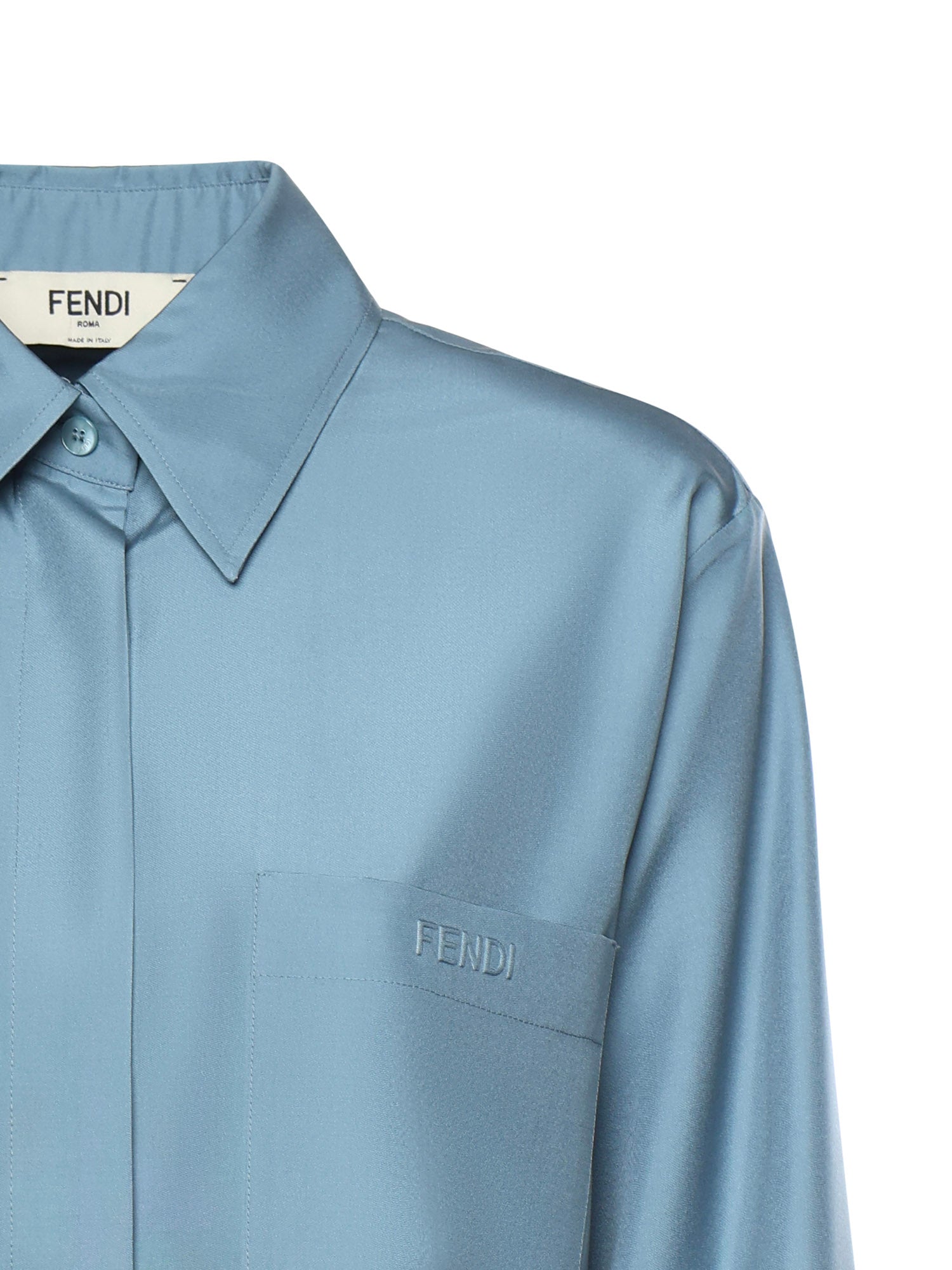 Fendi Shirts Blue Silk
