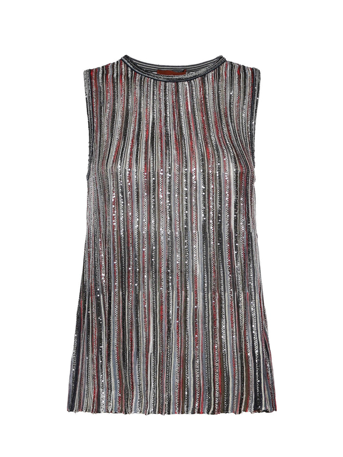 Missoni Top Darkbase/red/blutone Viscose