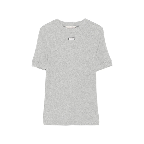 Ribbed-Knit T-Shirt Grey Cotton Top