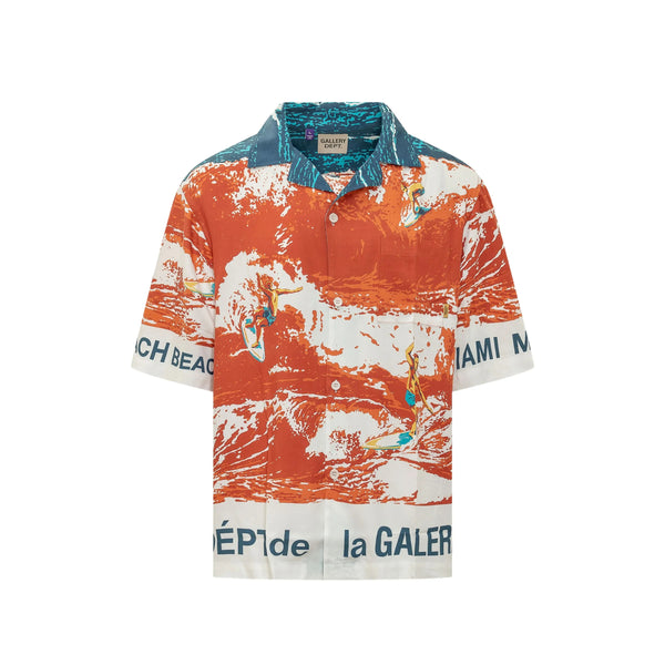 Shirt Camp Collar Red Viscose