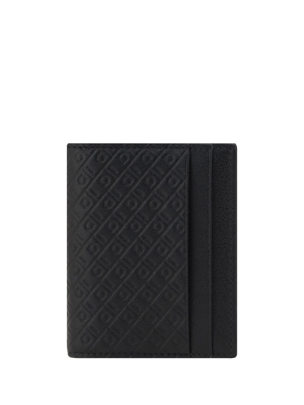 Ferragamo 100% Calf Leather Bos Taurus card holder in black