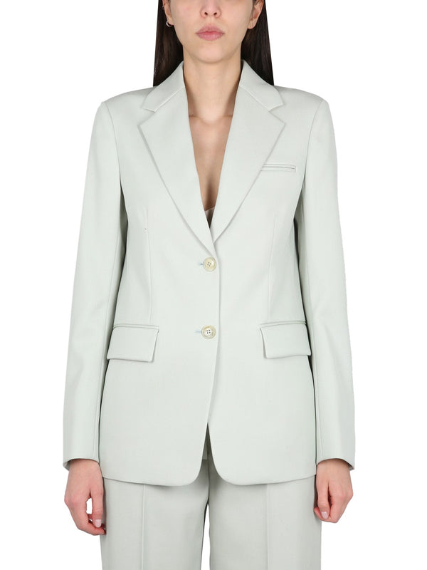 Single-Breasted Blazer Green Virgin Wool Jacket
