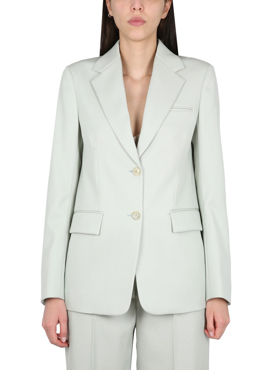 Single-Breasted Blazer Green Virgin Wool Jacket
