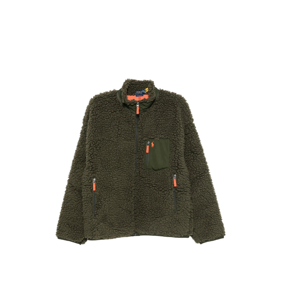 Fleece Jacket Olive Green Polyester Lightweight