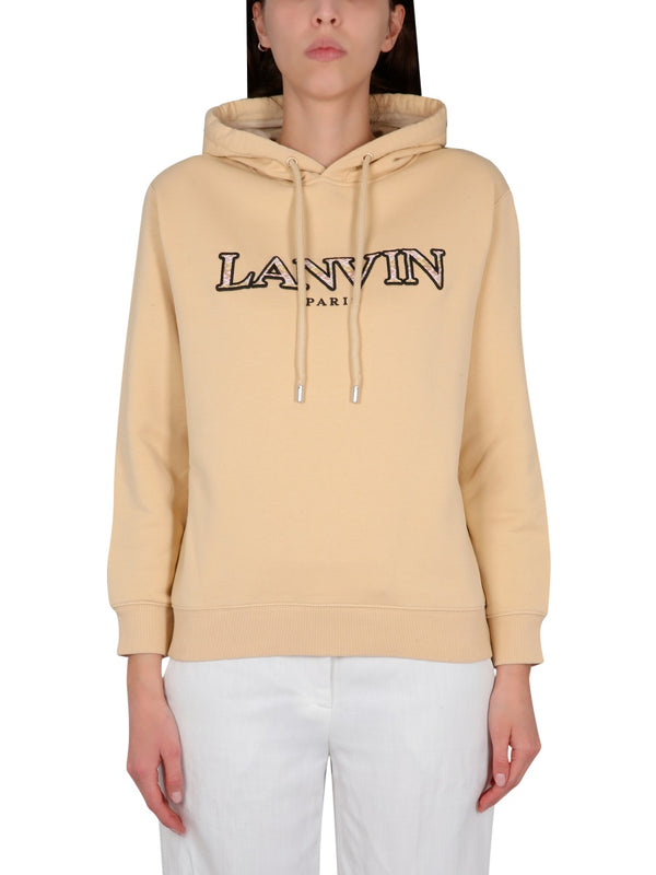 Sweatshirt With Logo Embroidery Beige Cotton Sweatshirts