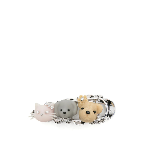 Hair Clip With Crystal-Embellished Bow Silver Metal Accessory