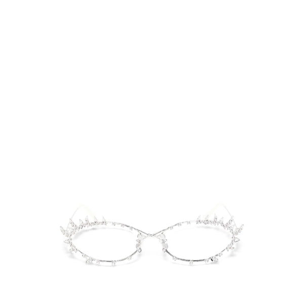 Cat-Eye Glasses With Silver-Tone Crystals Brass Sunglasses