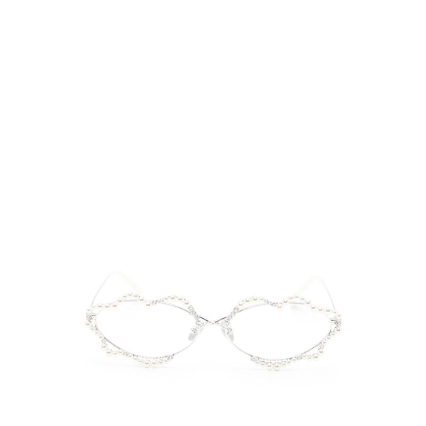 Geometric Frame Eyewear With Pearls Silver Brass Sunglasses