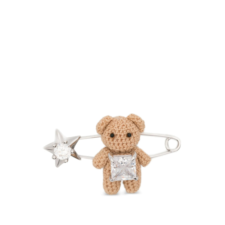 Safety-Pin Brooch With Teddy Bear Motif Silver/neutrals Brass Brooches & Pins