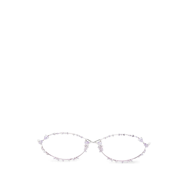 Oval Frame Glasses With Silver-Tone Crystals Brass Sunglasses